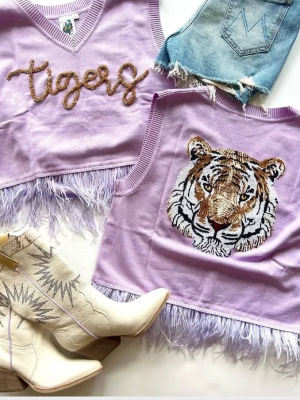 Queen of Sparkles LSU Tigers Sweater Vest Size Small EUC